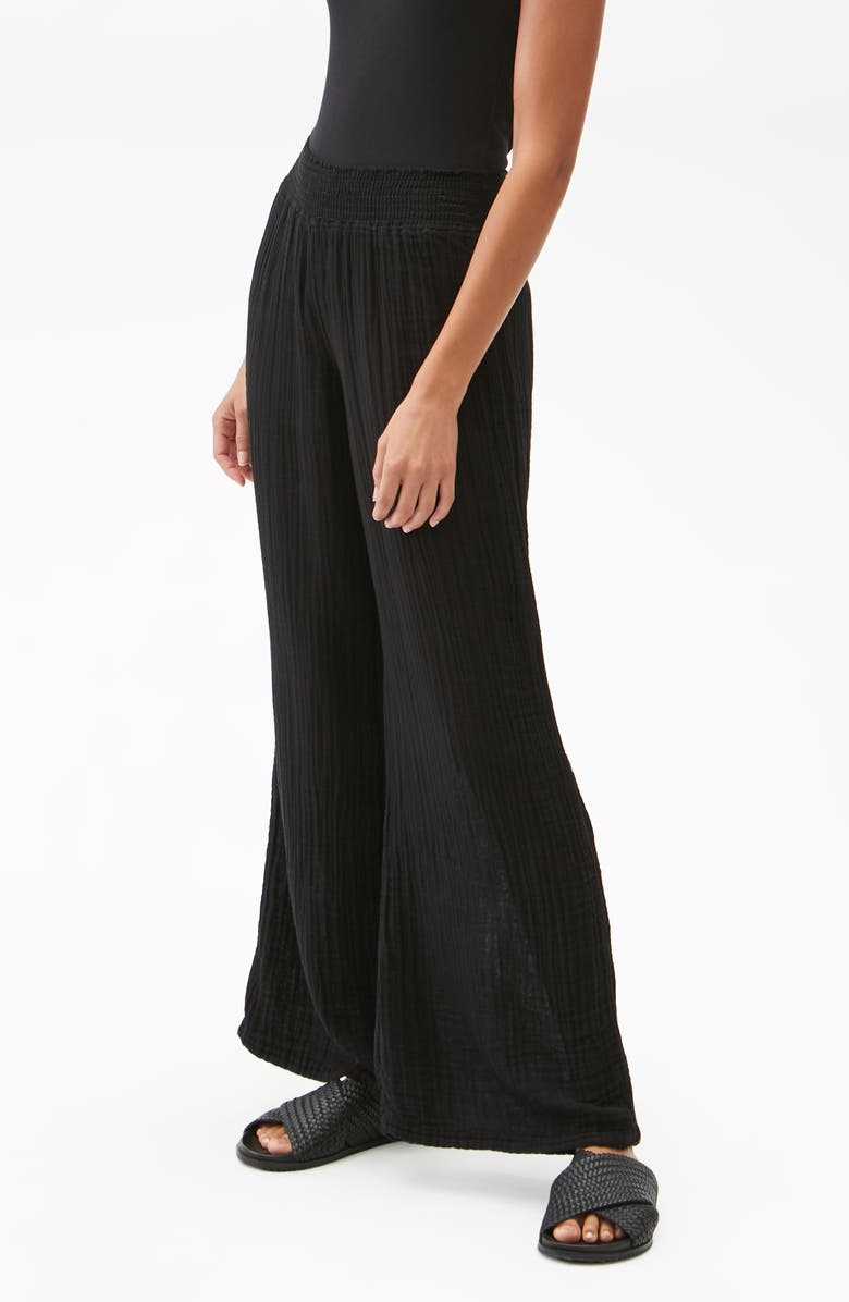 Michael Stars Smocked Wide Leg Pants, Alternate, color, Black