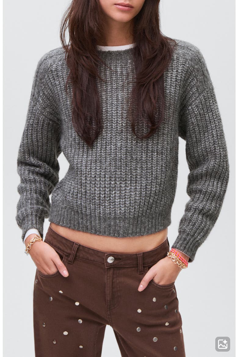 Chunky Crewneck Sweater, Main, color, DARK HEATHER GREY