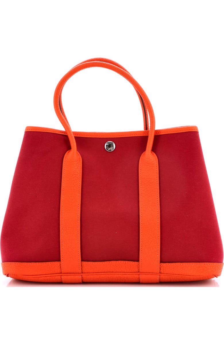 Pre-Owned Hermes Garden Party Tote Toile and Leather 30, Main, color, Rouge Grenat