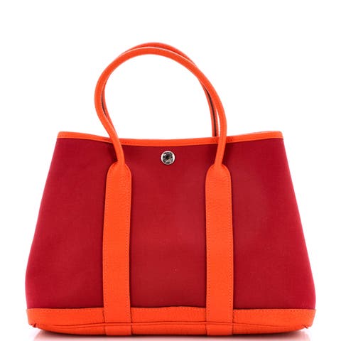 Garden Party Tote Toile and Leather 30