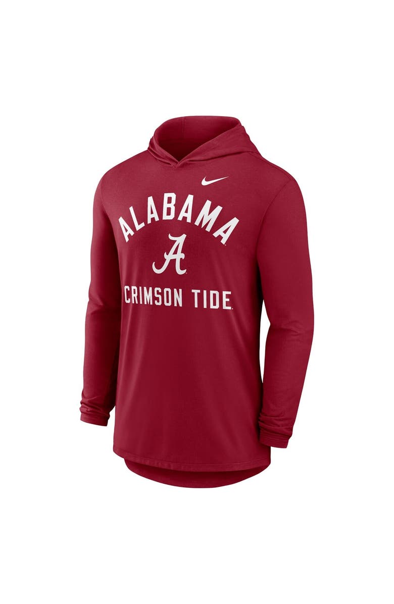 Nike Men's Nike Crimson Alabama Crimson Tide Classic Arch Tri-Blend Performance Long Sleeve Hoodie T-Shirt, Alternate, color, Crimson
