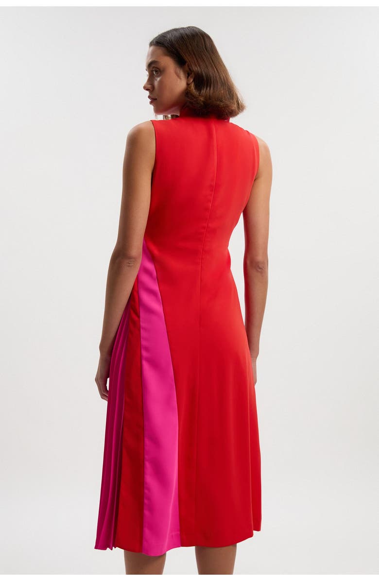 Karen Millen Colour Block High Neck Midi Dress, Alternate, color, Pink