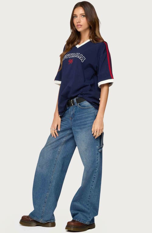 Edikted Australia 96 Contrast Oversized T Shirt In Blue