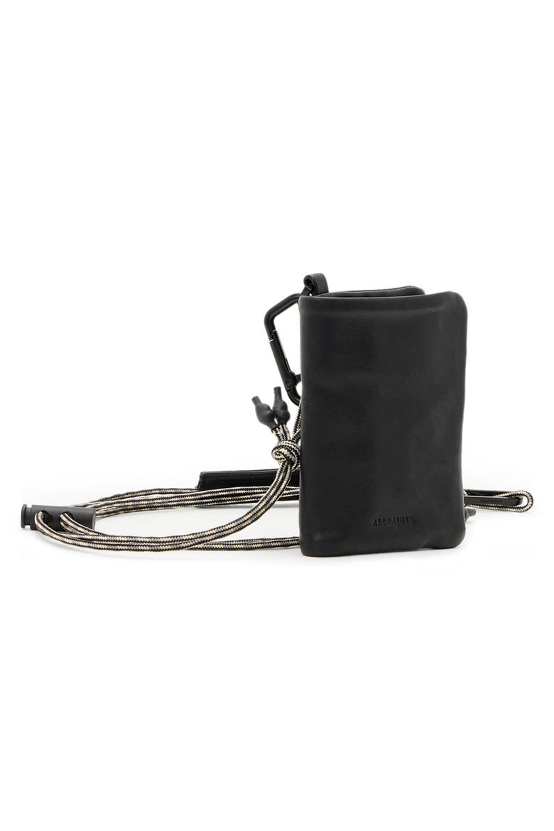 Bartlett Leather Lanyard Card Case, Alternate, color, BLACK