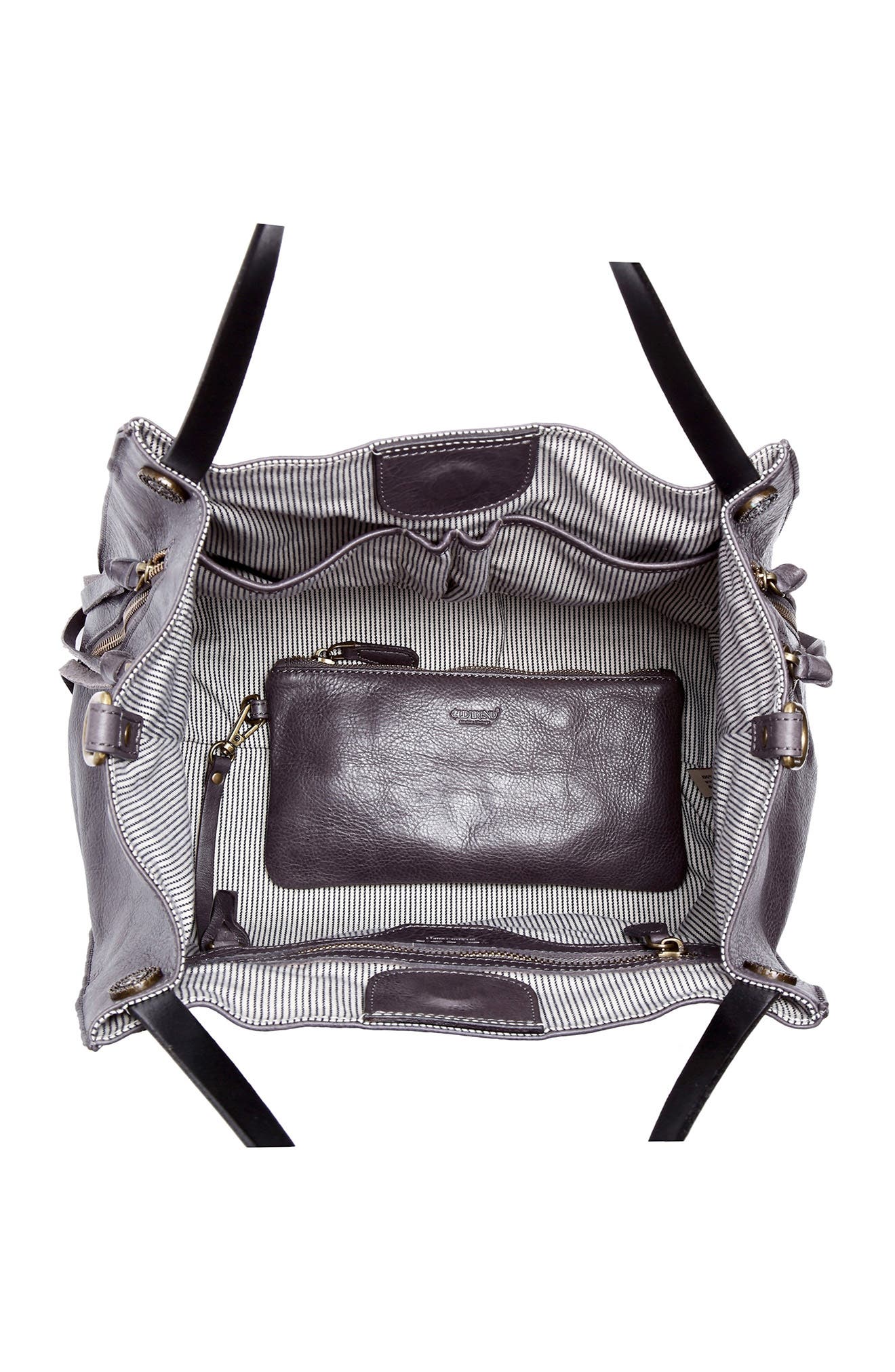 Daisy Leather Tote Bag, Alternate, color, HEATHER GREY