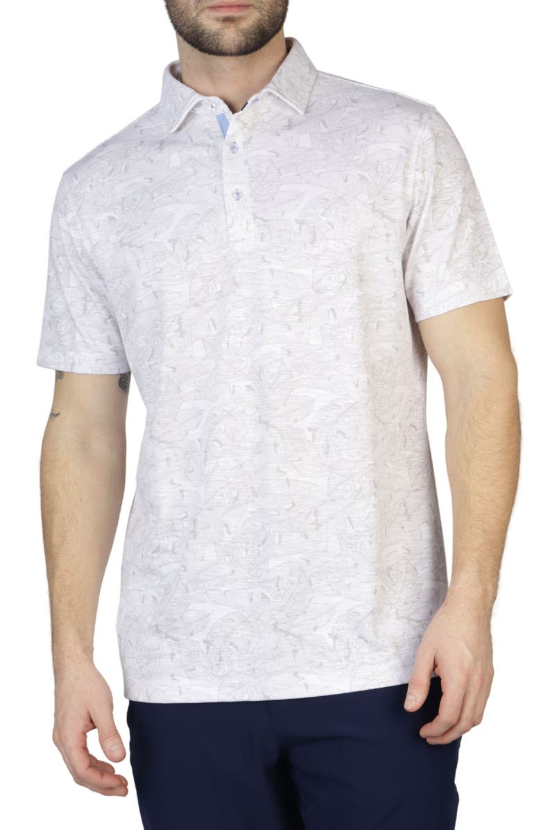 TailorByrd Tonal Floral Print Micro Piqué Polo, Main, color, 