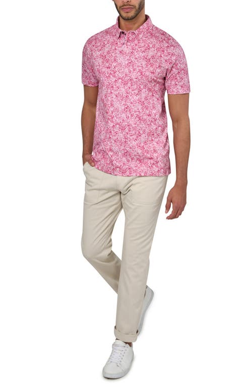 Brooklyn Brigade Abstract Floral Polo In Terracotta