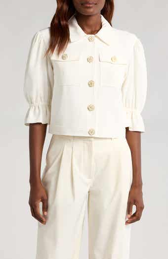 Cinq à Sept Julieta Flower Button Crop Jacket