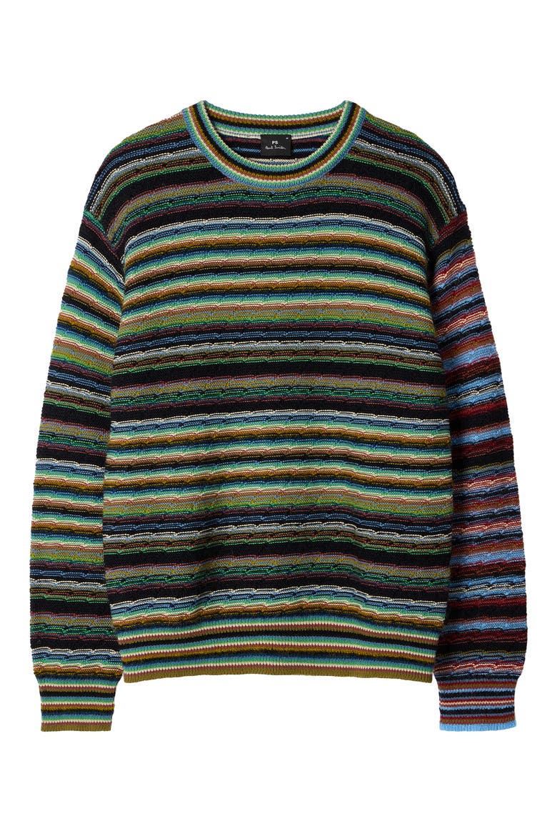 Striped Textured Crewneck Sweater, Main, color, MULTI COLORED