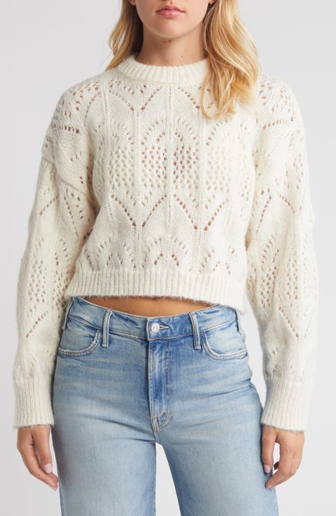 Pointelle Crewneck Sweater