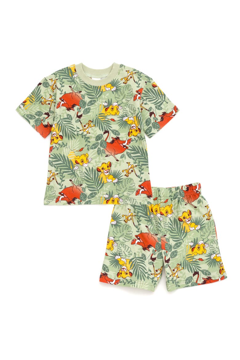 Lion King 2-Piece T-Shirt and Shorts Set, Main, color, Sage Green Simba