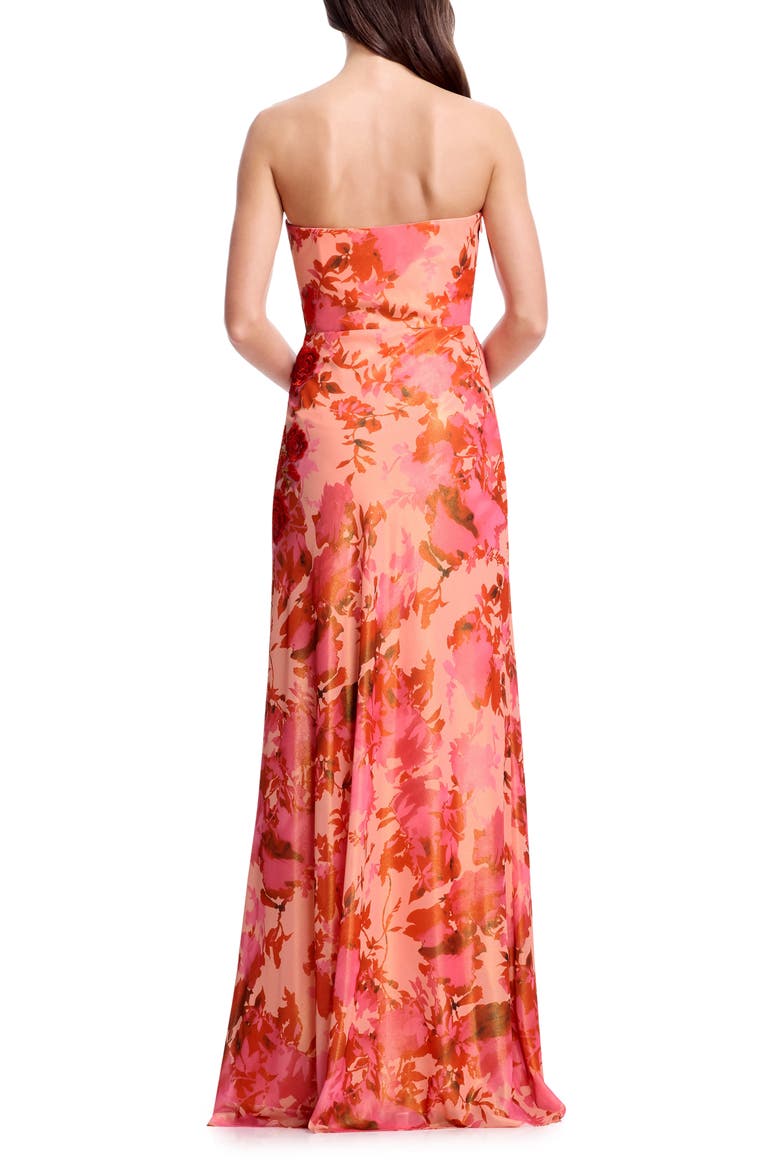Kinley Floral Appliqué Strapless Gown, Alternate, color, PEACH MULTI