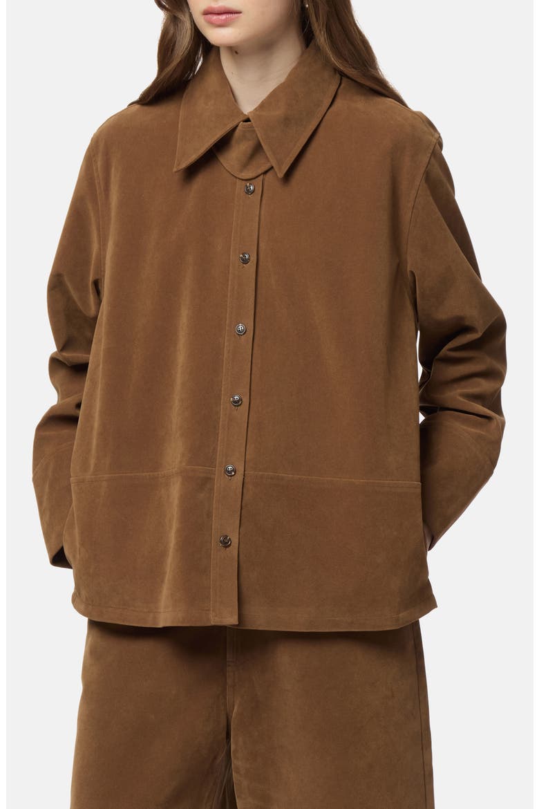 Ren Faux Suede Overshirt, Main, color, SADDLE BROWN