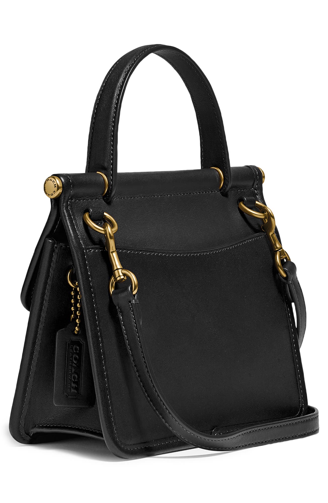 The Coach Originals Willis Leather Top Handle Bag, Alternate, color, BRASS/ BLACK