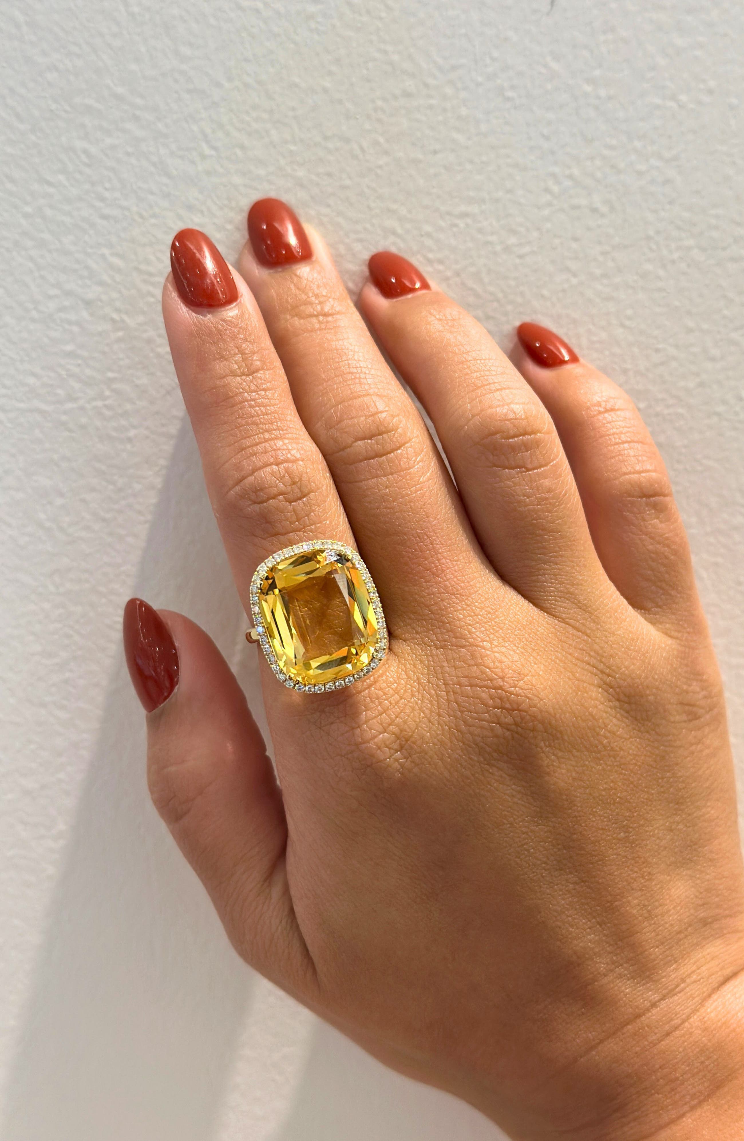 GOSHWARA Gossip Cushion Cut Blue Topaz & Diamond Cocktail Ring (Women ...