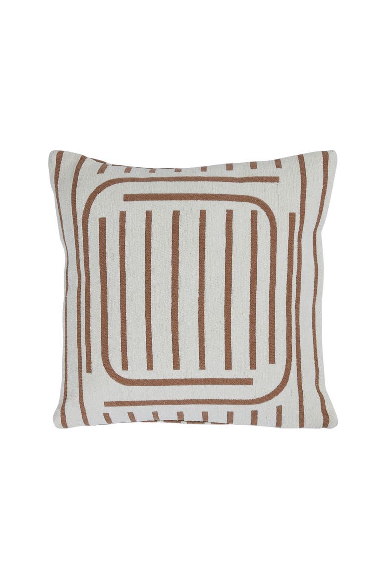 Woven Cotton Reversible Pillow with Lines, Alternate, color, Tan