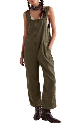 Free People Jude Denim Overalls In Verdant
