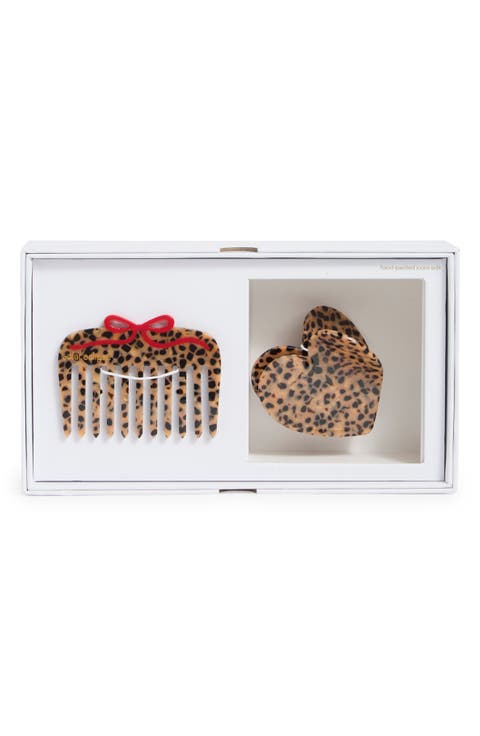 Leopard Handmade Claw Clips & Pocket Comb Set (Nordstrom Exclusive)
