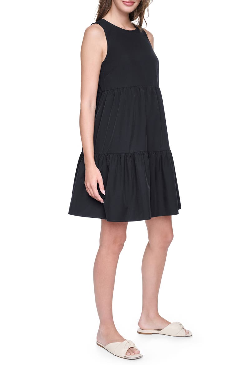 Commuter Sleeveless Swing Minidress, Alternate, color, BLACK