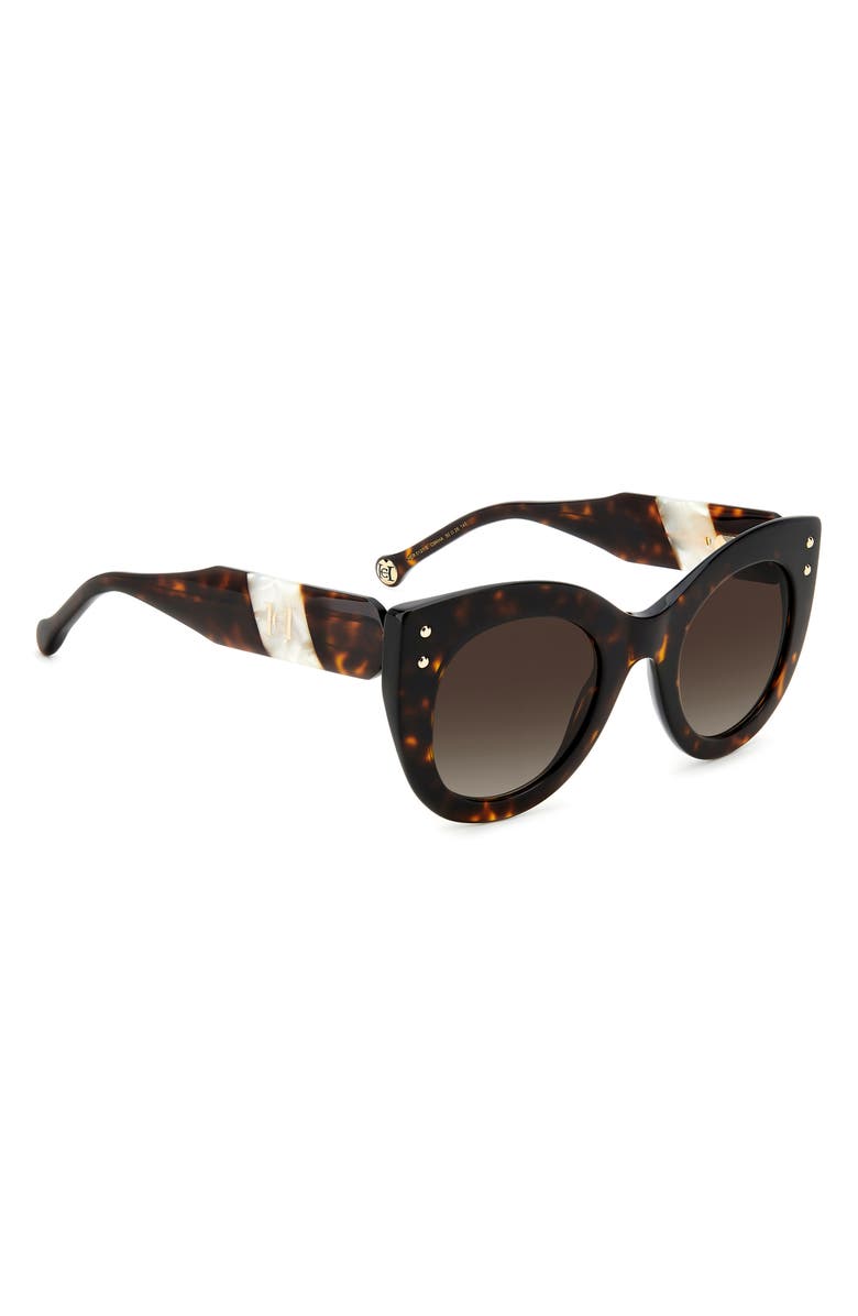 Carolina Herrera 50mm Cat Eye Sunglasses, Alternate, color, Havana White