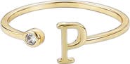 Adornia CZ & Initial Open Band Ring