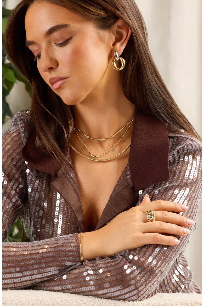 Dolce Sole Fancy Mesh Necklace, Alternate, color, GOLD