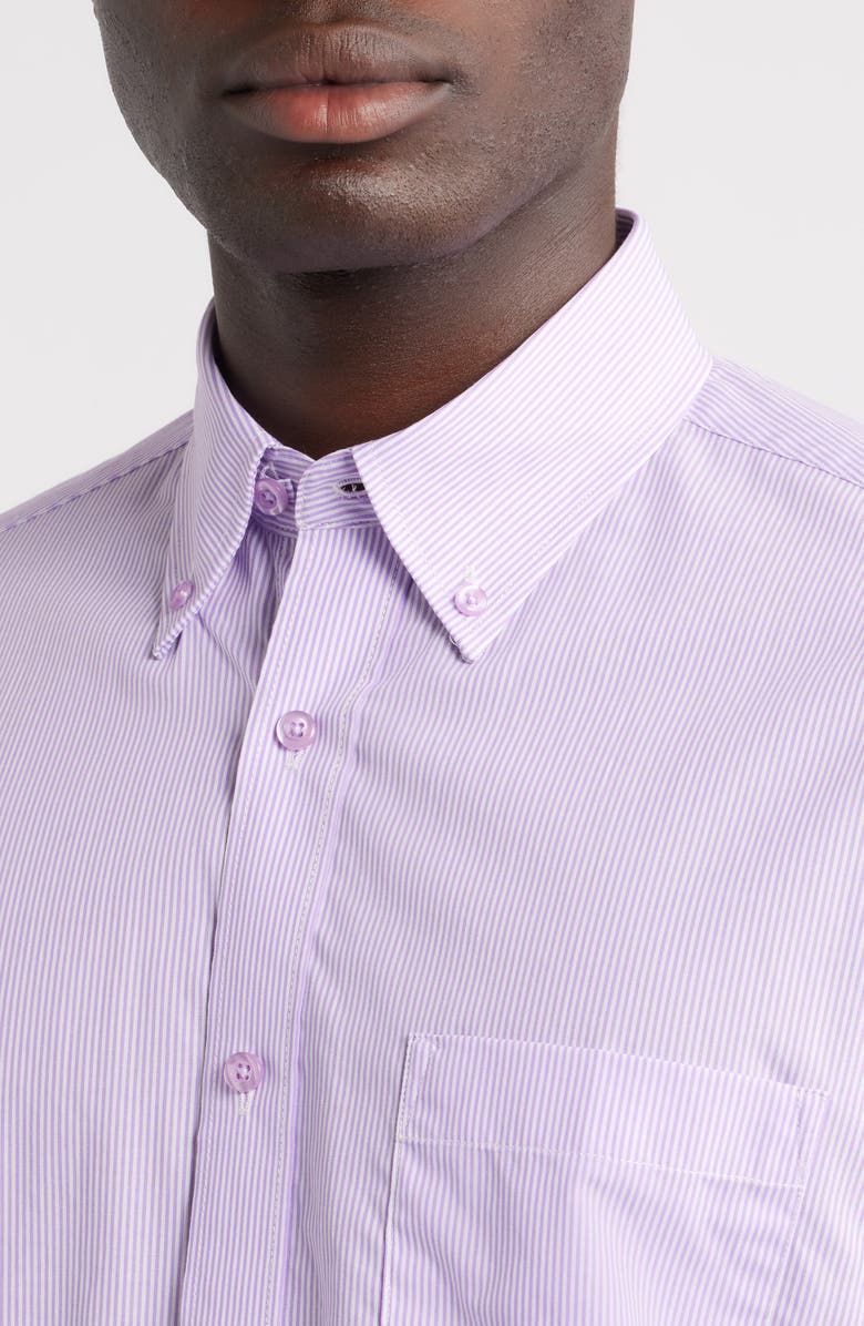 Roffe Accessories Eagle Regular Fit Stripe Cotton Button-Down Oxford Shirt, Alternate, color, Lilac