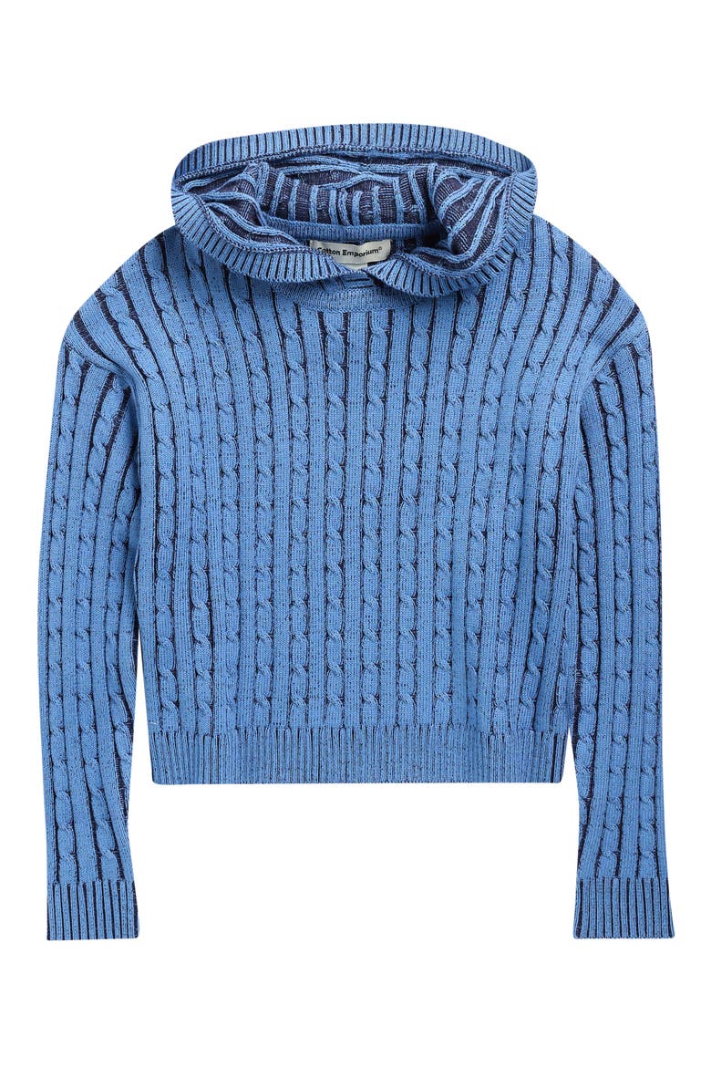 Kids' Plaited Cable Sweater Hoodie, Main, color, NAVY