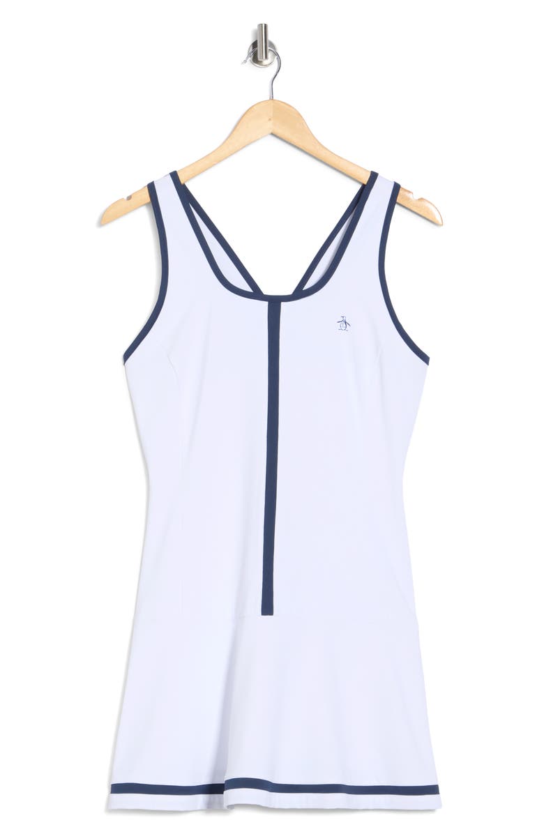 Original Penguin Drop Waist Racerback Dress, Alternate, color, Bright White