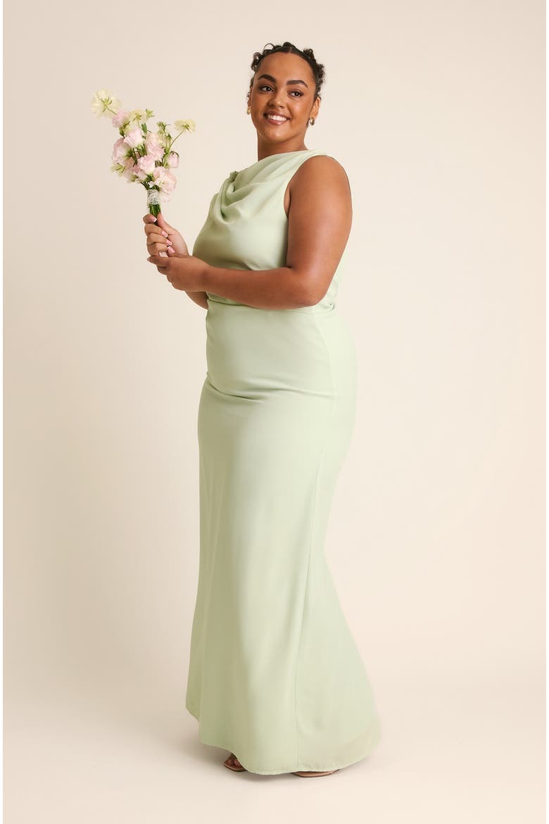 Twist Asym Chiffon Bridesmaid Dress, Alternate, color, Mint Green