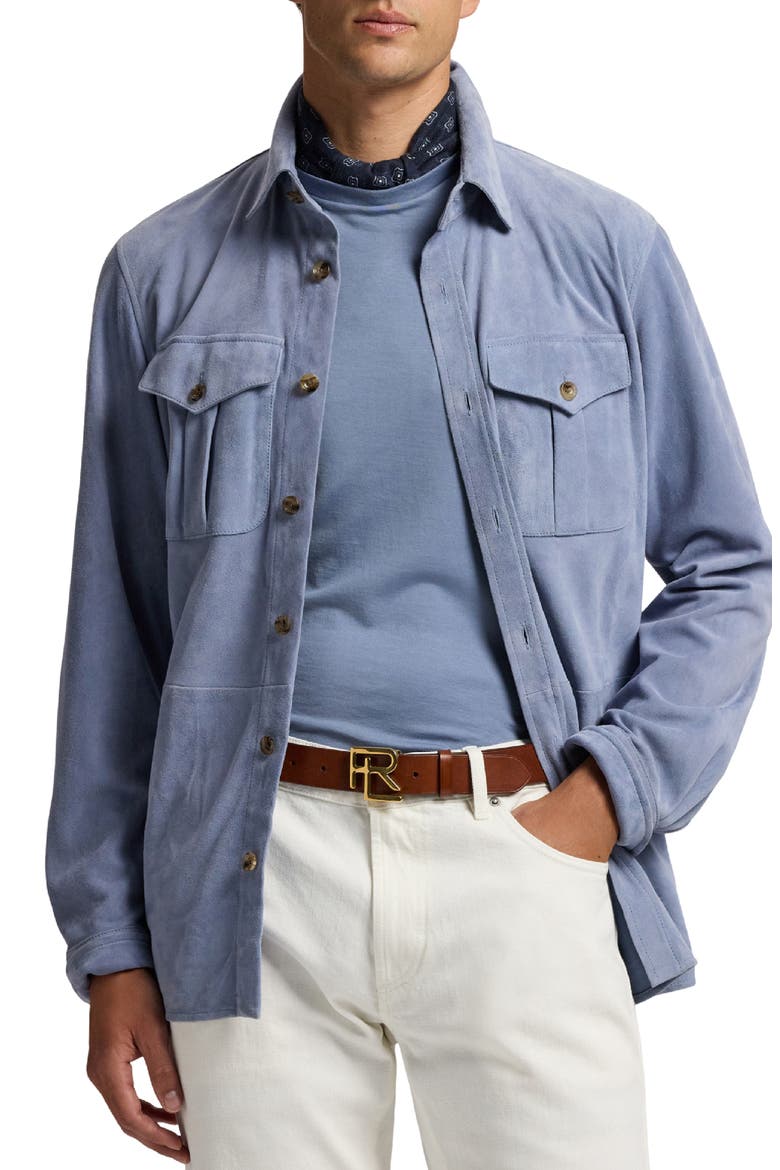 Barron Lux Suede Shirt Jacket, Main, color, SOFT BLUE