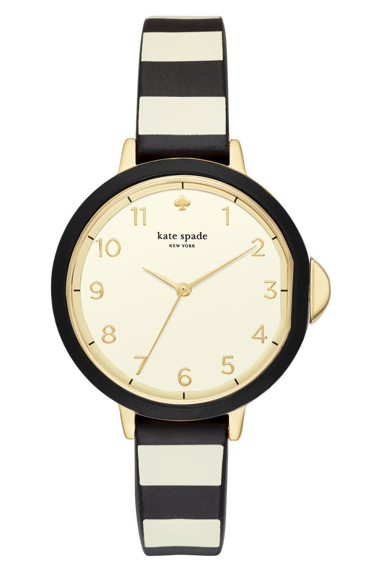 park row silicone strap watch, 34mm, Main, color, BLACK/ GOLD/ BLACK