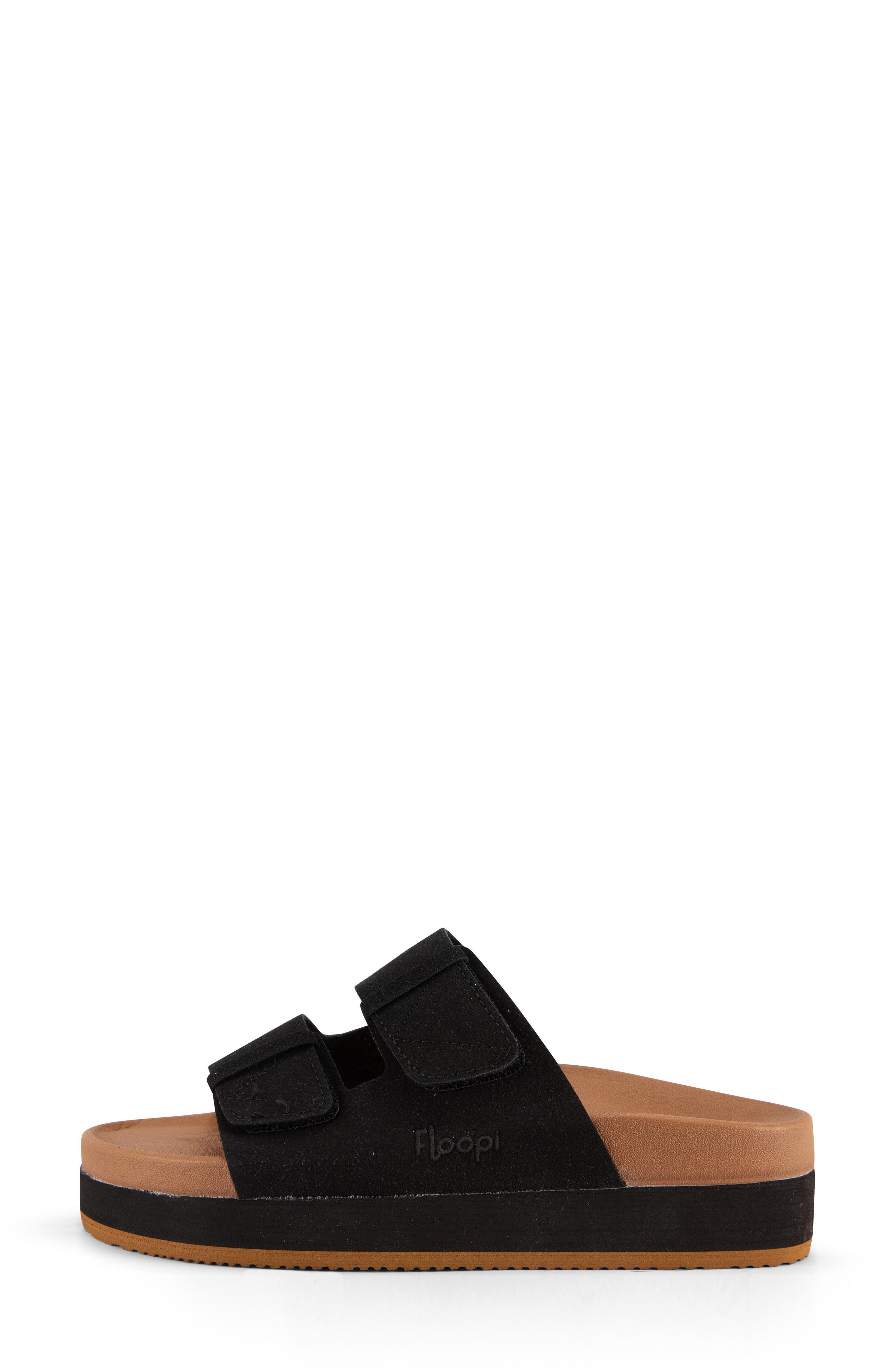 FLOOPI Double Strap Platform Slide Sandal, Alternate, color, Black