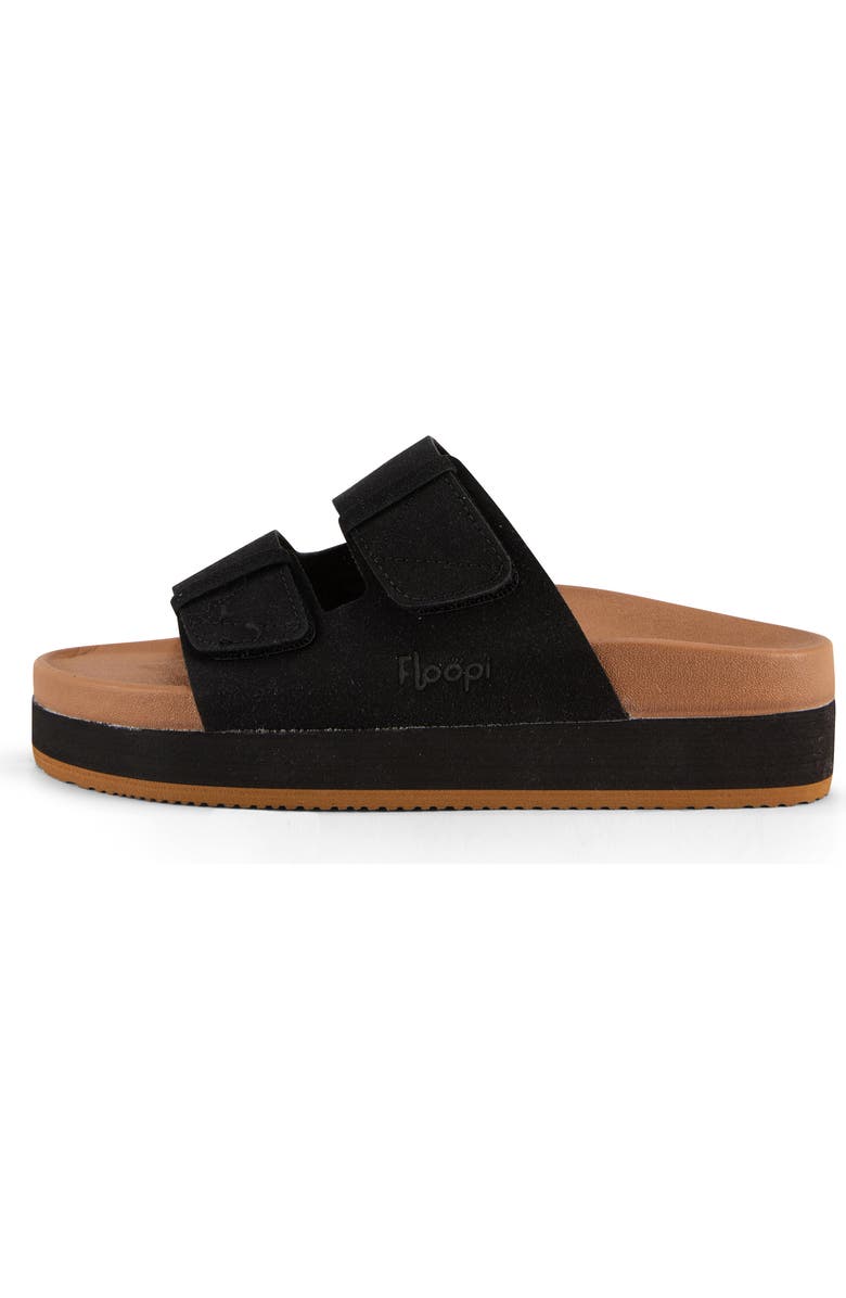 FLOOPI Double Strap Platform Slide Sandal, Alternate, color, Black
