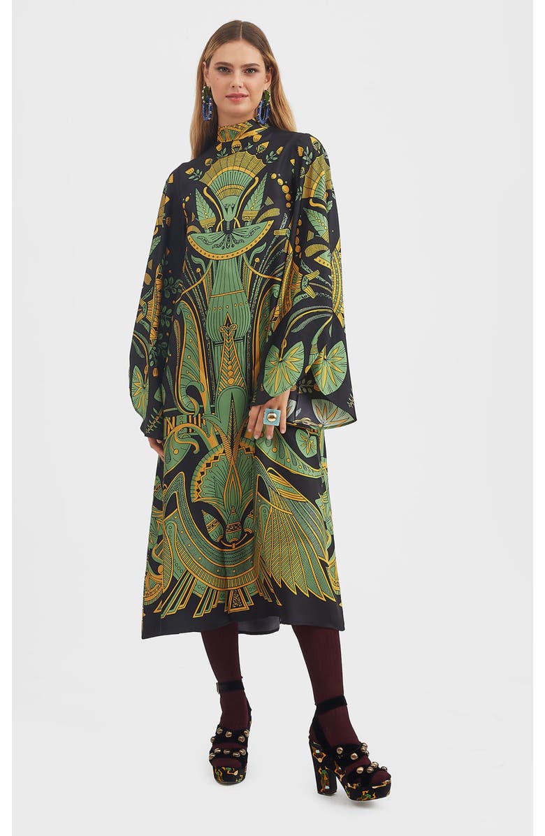 La DoubleJ Magnifico Midi Dress The Nile Placée Black, Main, color, The Nile Placée Black