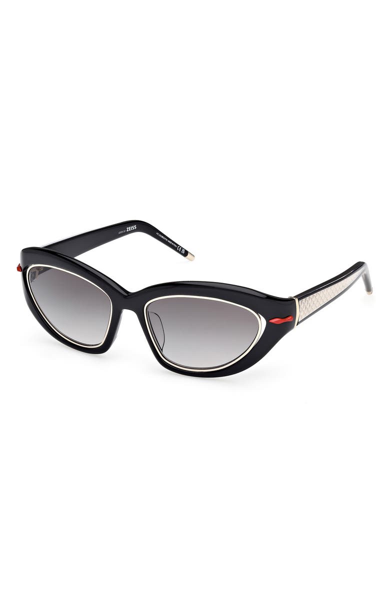 Christian Louboutin So Kate 55mm Gradient Cat Eye Sunglasses, Alternate, color, Black/ Zeiss Smoke Lens