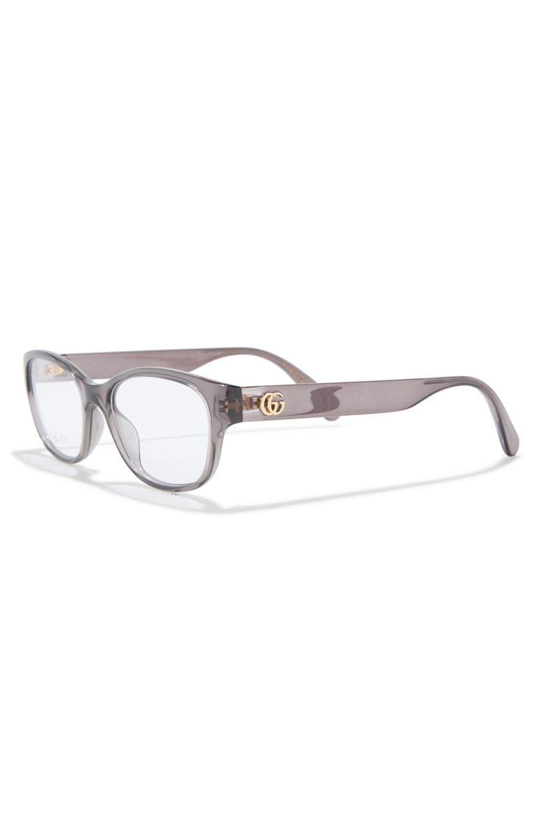 Gucci 51mm Rectangular Optical Glasses, Alternate, color, Grey Grey Transparent