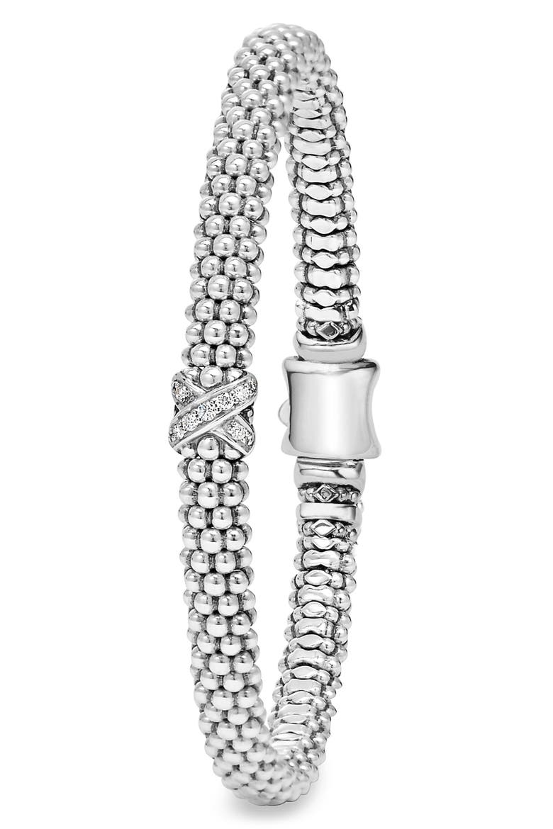 Signature Caviar Diamond Rope Bracelet, Alternate, color, STERLING SILVER