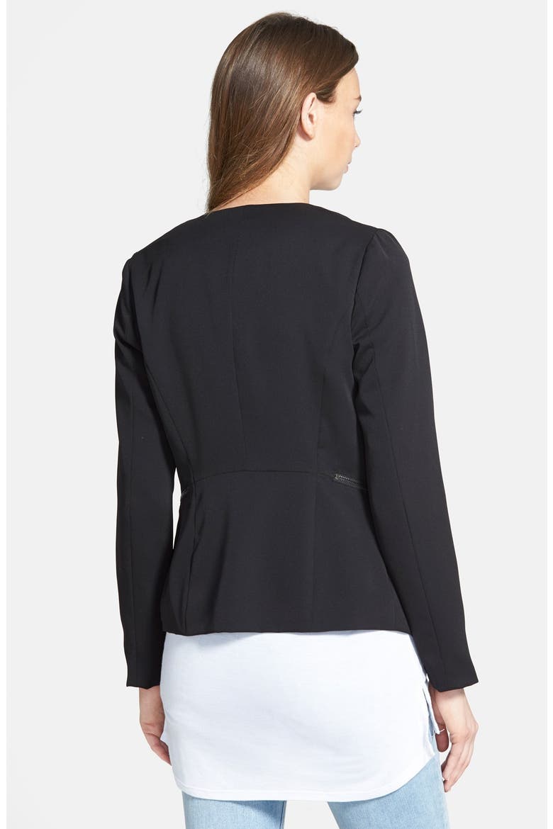 Drapey Zip Blazer, Alternate, color, BLACK