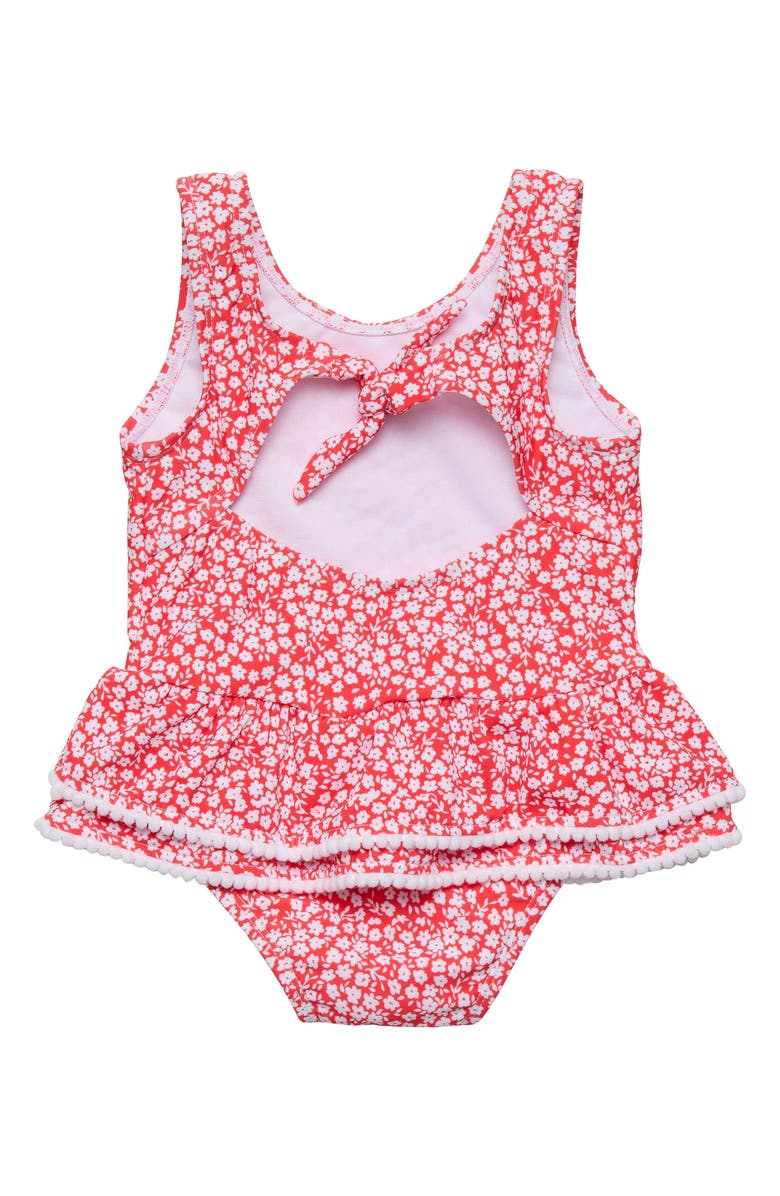 Snapper Rock Ditsy Bloom Skirted One-Piece Swimsuit, Alternate, color, Red