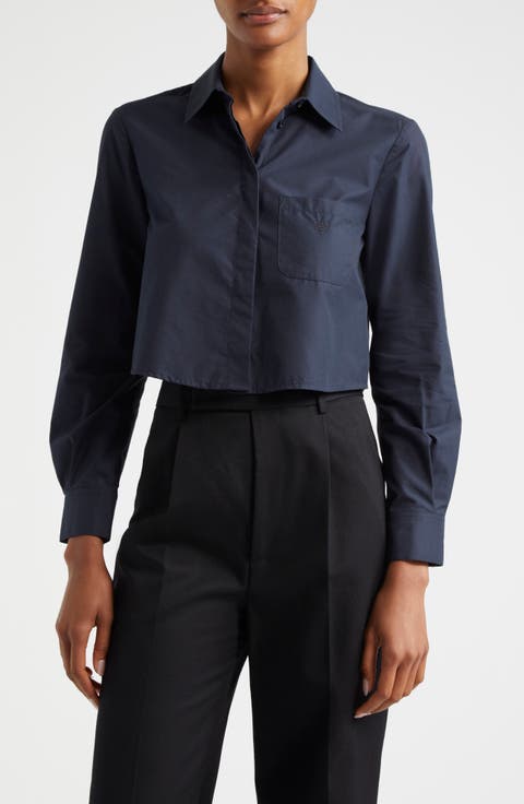Crop Poplin Button-Up Shirt