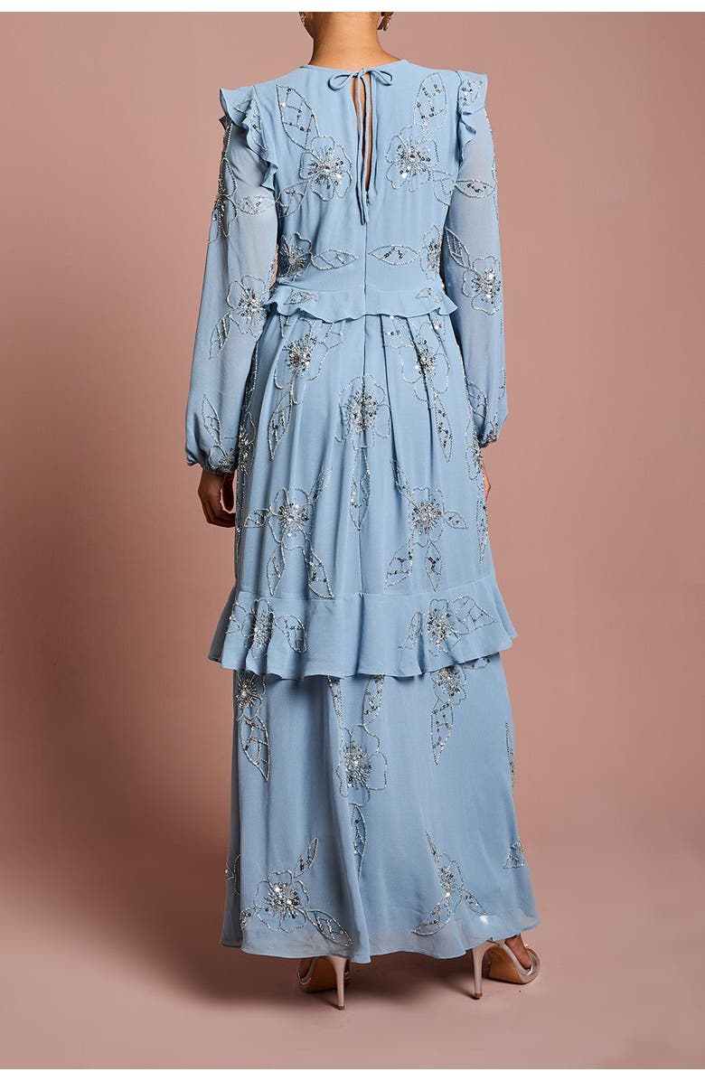 Coast Embellished Flower Georgette Midi Dress, Alternate, color, Dusty Blue