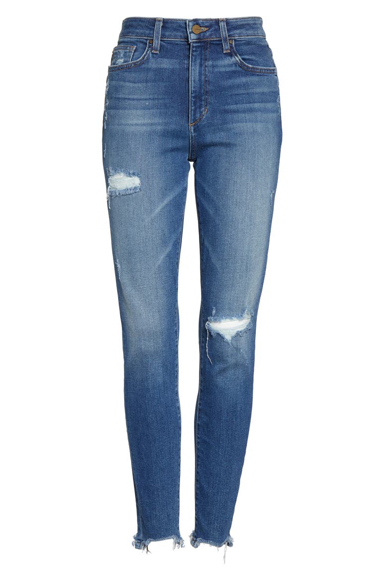 The Charlie Ripped Destroyed Hem Ankle Skinny Jeans, Alternate, color, PEARLA