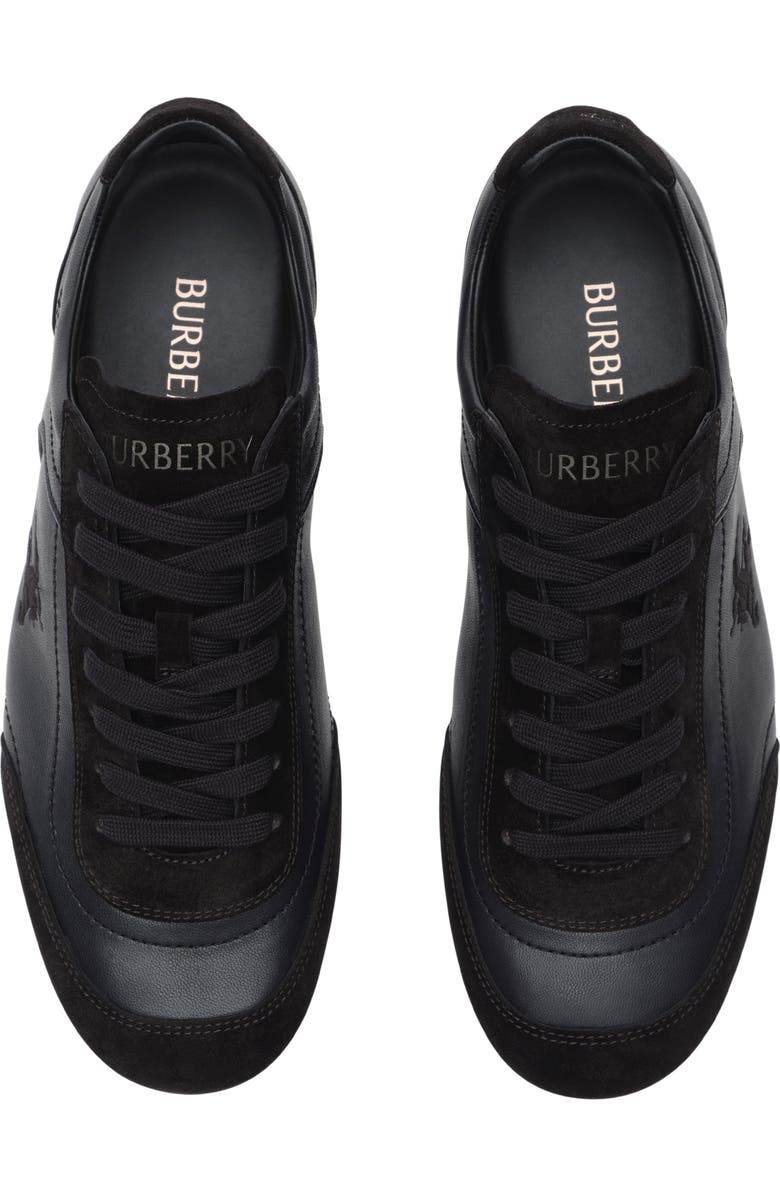 Burberry Leather Knight Runner Sneakers, Alternate, color, Black
