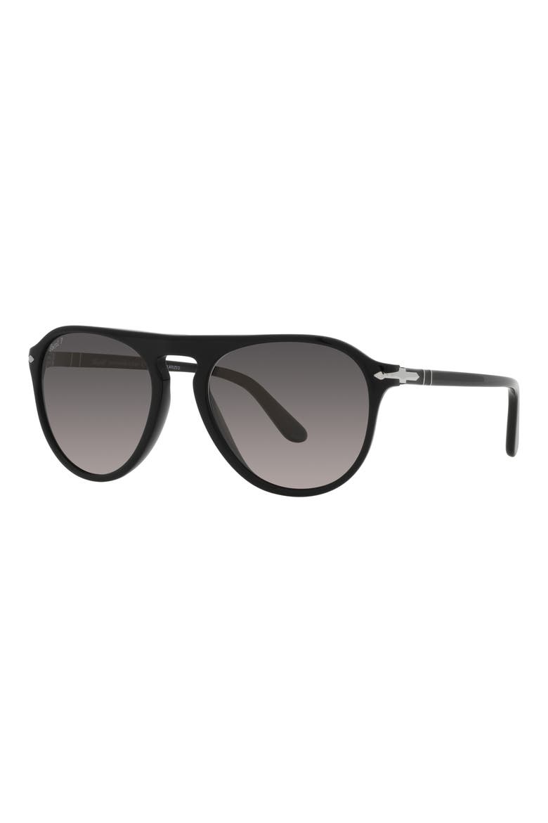 55mm Polarized Pilot Sunglasses, Alternate, color, BLACK