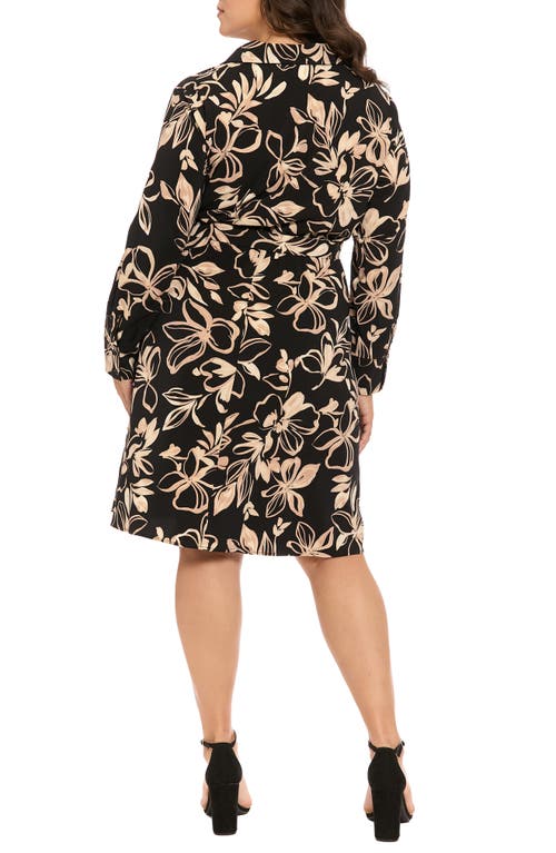 London Times Floral Long Sleeve Shirtdress In Multi