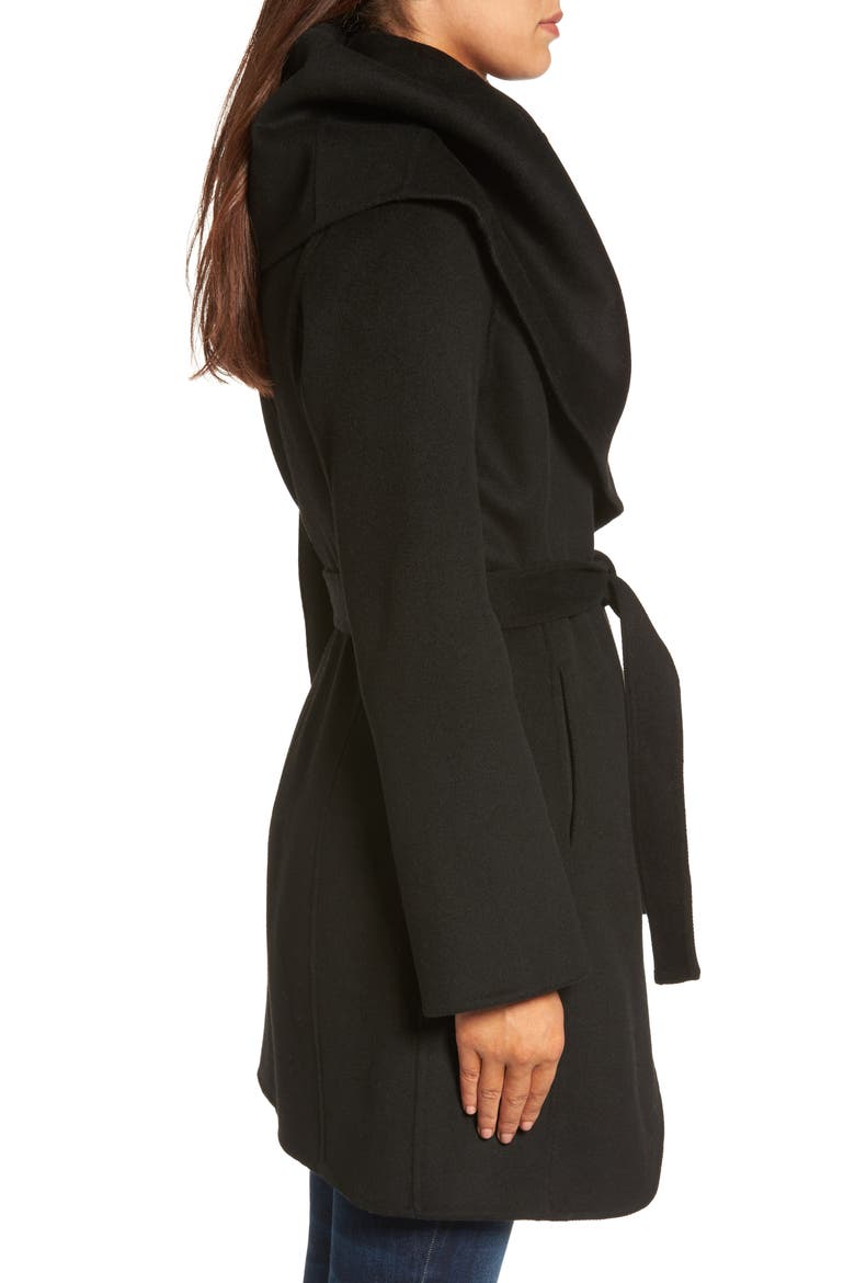 Marla Double Face Wool Blend Wrap Coat, Alternate, color, BLACK