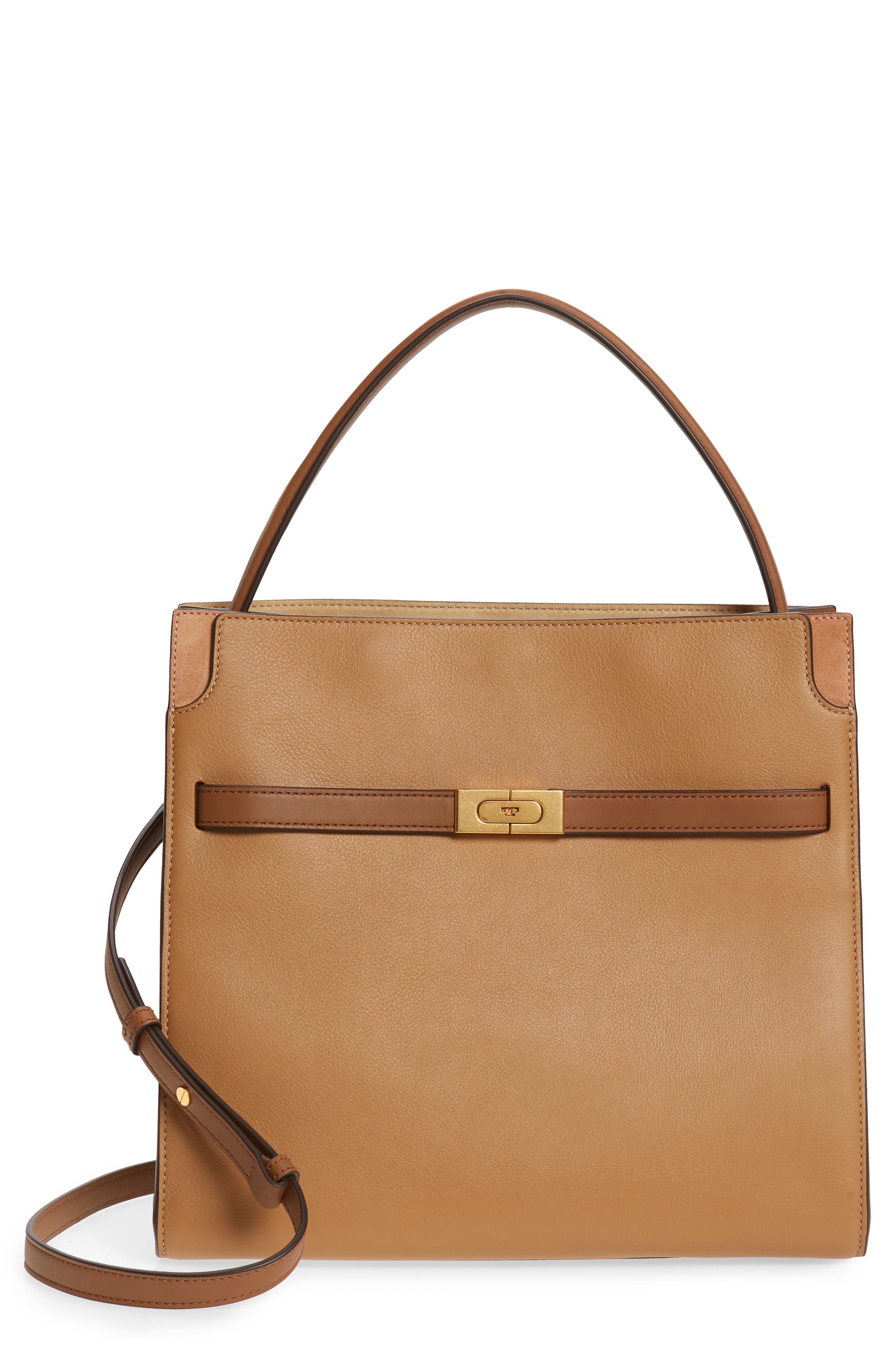 Tory Burch Lee Radziwill Leather Double Bag, Main, color, 