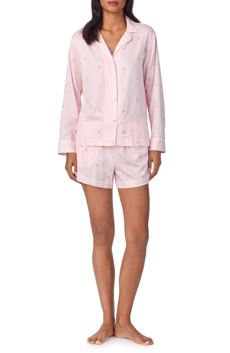 Lauren Ralph Lauren Stripe Print Short Pajamas, Alternate, color,