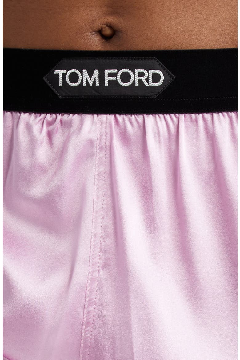 Stretch Silk Satin Pajama Shorts, Alternate, color, PRIMROSE LILAC